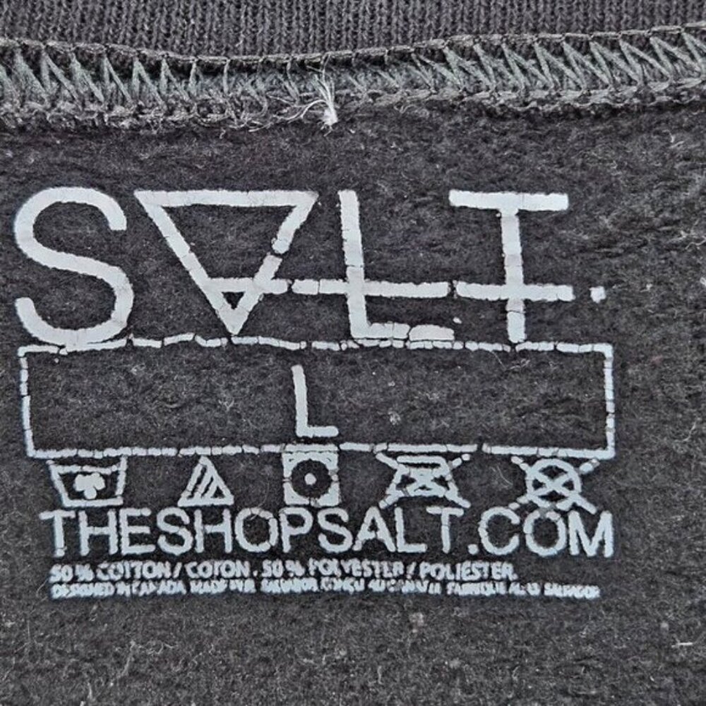 SALT After Party Sweater Cozy Black Pullover Embroidered Spell Out Logo Unisex - Picture 6 of 13